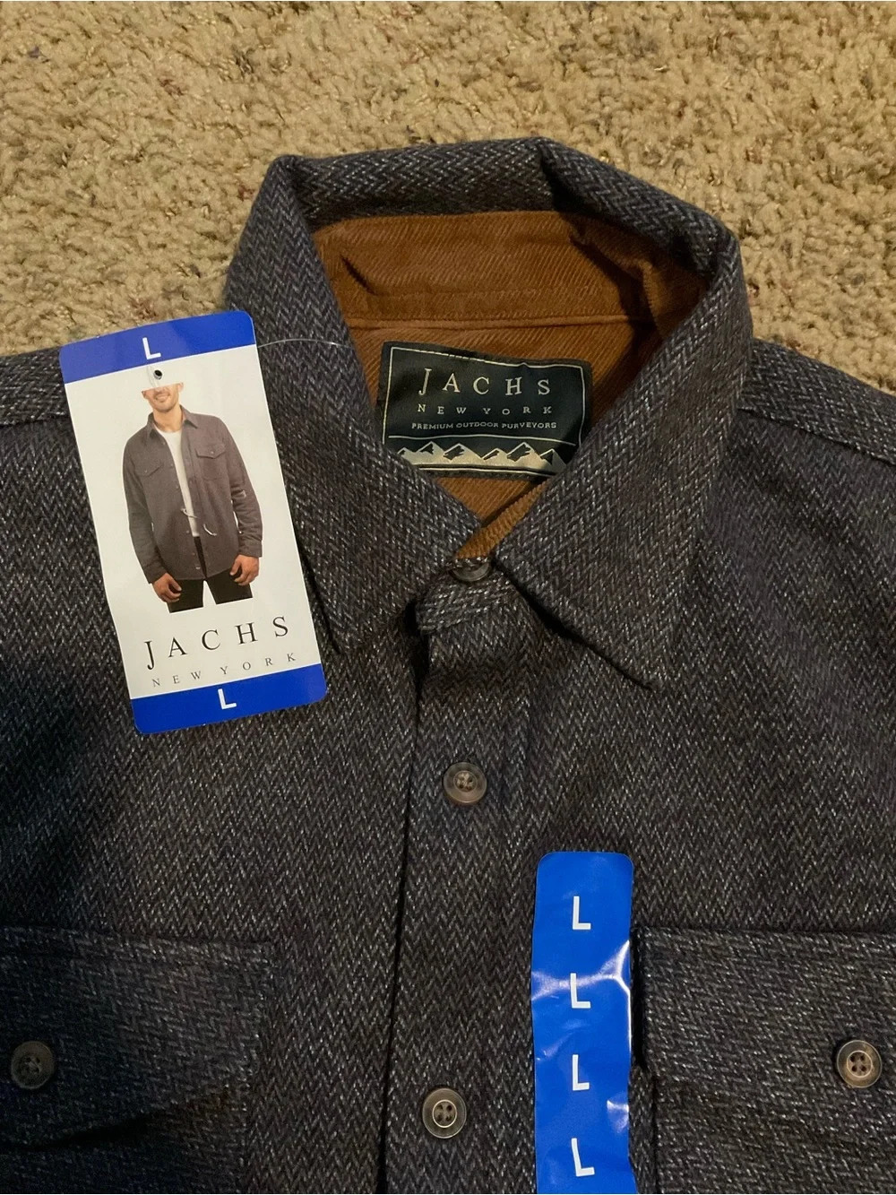 Jach’s Gray Twill Men’s Shirt Jacket Shacket Large Classic Casual Button Up - Picture 3 of 6